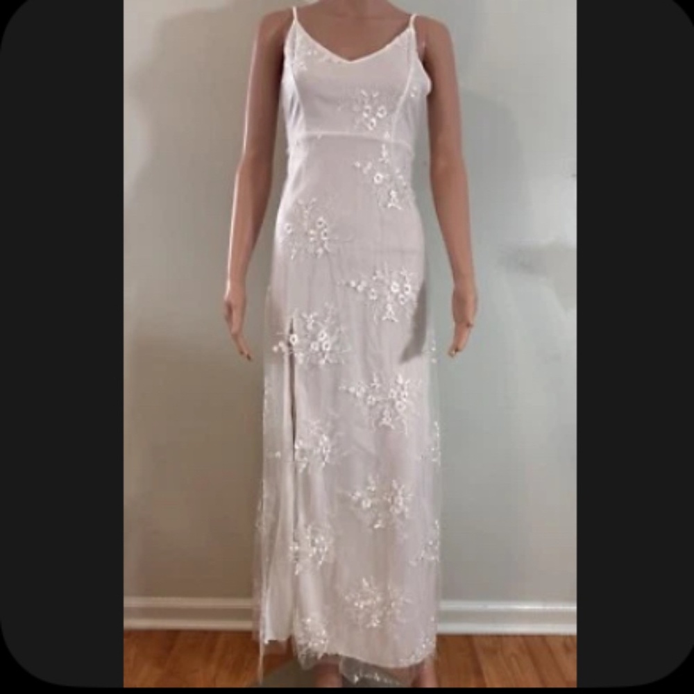 White slip lace wedding dress